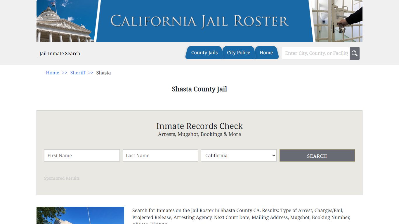 Shasta County Jail | Jail Roster Search